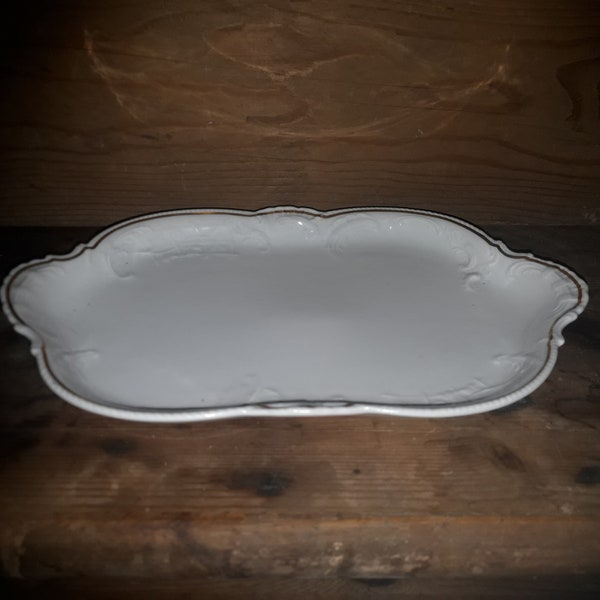 Rosenthal Sanssouci Platte 28x18cm weiss mit Goldrand