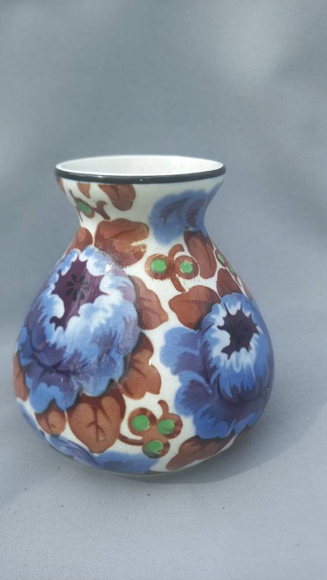 Villeroy & Boch Wallerfang Vase Art Deco Spritzdekor Vera Etsy