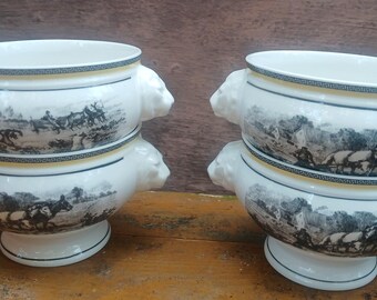 Set of 4x Villeroy & Boch Audun ferme soup cup lion head