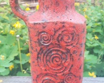 Vase Scheurich lave grasse décor rouge Jura 482-28