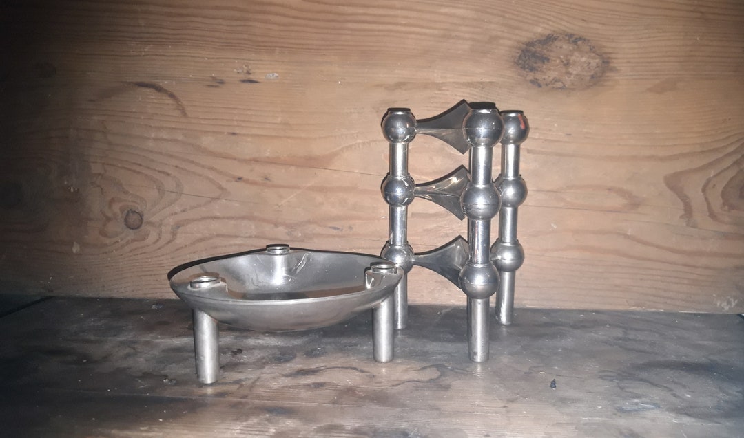 Nagel Set of 3x Candlestick Element Candlesticks Plus Bowl Etsy