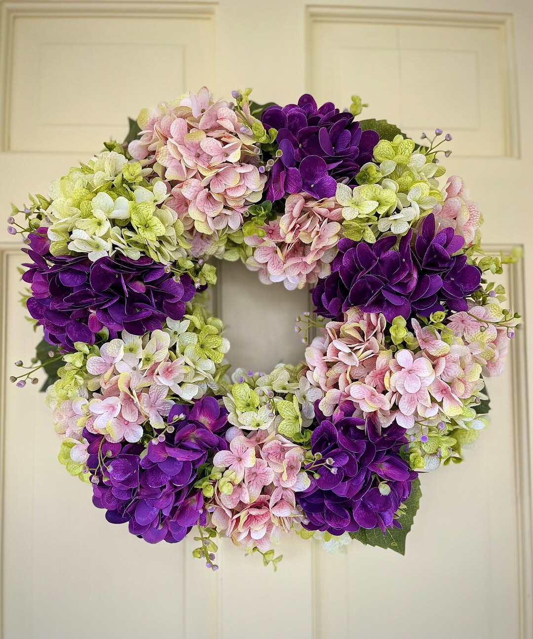 Hydrangeas Front Door Wreath Purple Floral Wreath Spring and Etsy
