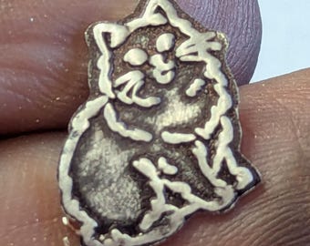 Handmade Cat Charm: Oxidized Metal, Whimsical Design - Soldering accent
