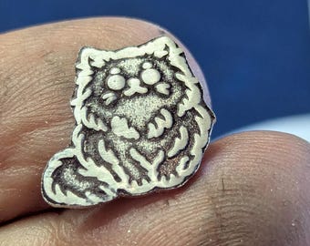 Handmade Sterling Silver Cat Charm, Soldering accent,  Tiny Feline Pendant