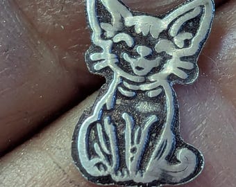 Sterling Silver Cat Charm, Tiny Feline Pendant, DIY Jewelry Finding