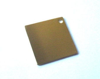 20 gauge brass square stamping blank 1 3/4 in - key ring blank - metal stamping blank - QTY 5