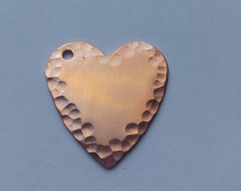 1 inch Hammered copper heart stamping blank - 18 gauge - Qty 5