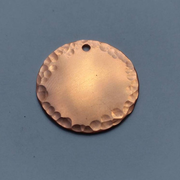 Hammered copper disc stamping blank 18 gauge - Qty 5 - 0.75 inch diameter