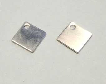 18 gauge sterling silver square stamping blank 3/4 inch by 3/4 inch - charm blank - square charm blank - QTY2