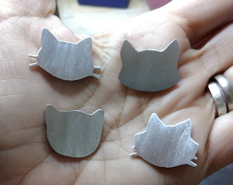 4 pc cat aluminum stamping blanks - 18 gauge aluminum --  set of four cat faces - charm blanks - cat charms