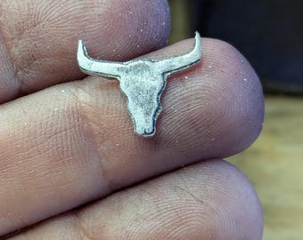 Steer skull solder accent charm , component or finding - for jewelry making - handmade supply