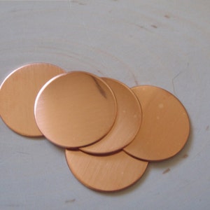 5 pck copper disc stamping blanks - 18 gauge disc blanks - 1.125 inch stamping blanks