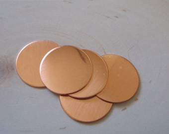 5 pck copper disc stamping blanks - 18 gauge disc blanks - 0.5 inch stamping blanks