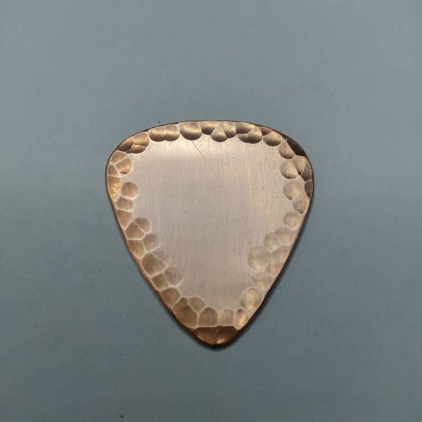 Copper guitar pick blanks with hammered edge - Qty 5 - playable - 18 gauge