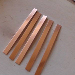 5 pc 18 gauge copper strips 1/4 inc by 3 inch stamping blanks , tie bar blanks