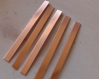 Stamping Blank - 18 gauge copper blanks - Qty 5 --  5/16 inch by 4 inch