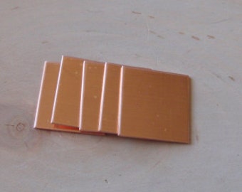 5 pc copper blanks square 1 1/4 inch by 1 1/4 inch - 18 gauge