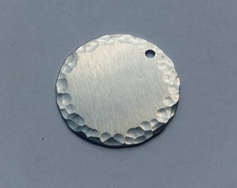 Hammered aluminum disc stamping blank - 18 gauge - Qty 5 - 1/2 inch in diameter