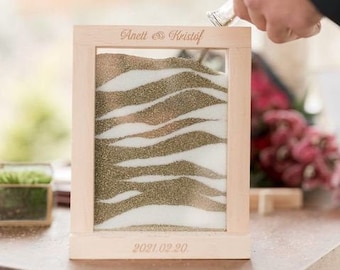 Modern Wooden Unity Wedding Sand Ceremony Photo Frame - Minimalist Outdoor Wedding Picture Frame - Personalization Option