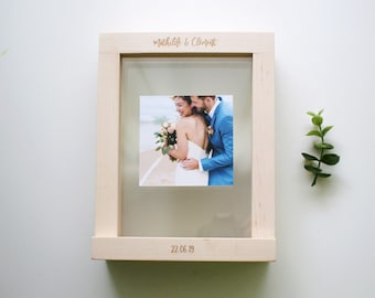 Personalized Botanical Beach Rustic Wooden Wedding Unity Sand Ceremony Photo Frame - Minimalist Wedding - Wedding Gift - Sand Picture Frame