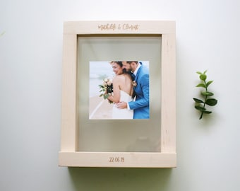 Personalized Wooden Wedding Unity Sand Ceremony Frame - Various Colors - Rustic Botanical Destination Outdoor Wedding - Plastic Free