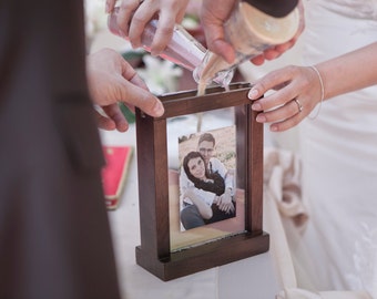 Cadre photo mariage sable Unity en bois véritable - Cadre photo cérémonie sable - Cadre anniversaire