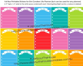 To Do Planner Stickers To Go To Buy Clean Priority Study Events Full Box sized for Erin Condren Sidebar checklist plum paper Rainbow #FB15