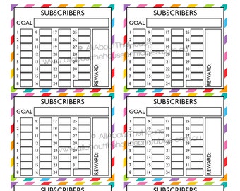 Subscribers planner stickers notes page Printable blogging happy mail stats Erin Condren ECLP Rainbow youtube tracker happy plum NPTS11