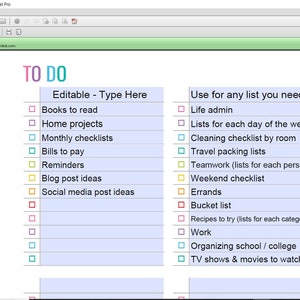 Anything list printable editable to do checklist cleaning shopping school grocery project planner rainbow letter size can resize page size image 1