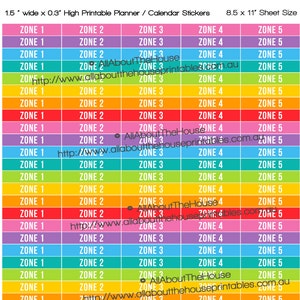 Cleaning zone Planner Stickers Printable made for Erin Condren ECLP 1.5w x 0.3H rainbow housekeeping chores routine plum paper etc WS006 image 1