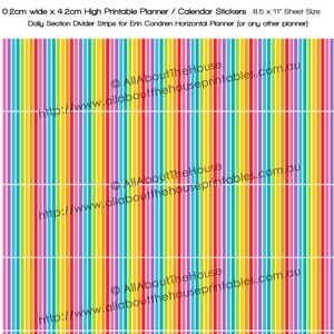 Divider Strips Erin Condren Horizontal Planner Stickers Printable 1.625 H x 0.2 W Rainbow Daily Section ECLP Plum Paper or other planner image 1