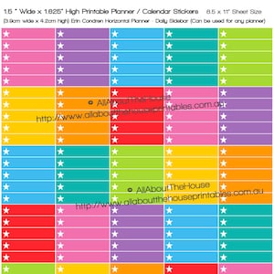 Star List Planner Stickers sized for Erin Condren Horizontal Printable Rainbow Daily Sidebar Right Section ECLP or other planner HDS3 image 1