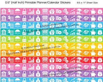 Money planner stickers icon bills payday mortgage student loan reminder Printable Rainbow Planner  made for Erin Condren any planner HIS073