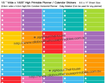 Pegatinas del Planificador de Lista de Estrellas de tamaño para Erin Condren Horizontal Imprimible Rainbow Daily Sidebar Sección Derecha ECLP u otro planificador HDS3