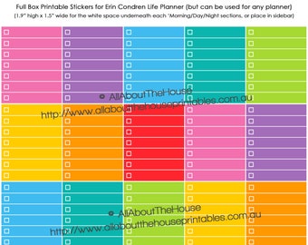 Lista de verificación Planificador Pegatinas Calendario imprimible para realizar tareas Rainbow Full Box Barra lateral hecha para Erin Condren Plum Paper Limelife Inkwell Press