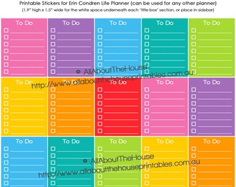 To Do Planner Sticker Checkliste für Erin Condren Voll Box gefüttert Ungefüttert Printable Rainbow Sidebar jeden Planner #FB1