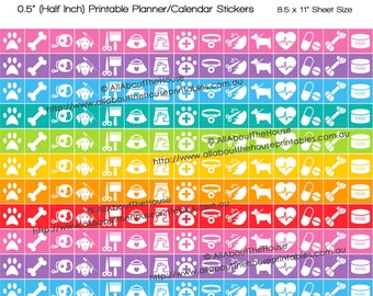 Pet Planner Stickers Printable 1/2 inch Square Rainbow 2016 Daily Planner Organization made for Erin Condren Plum Paper Inkwell Press HIS001