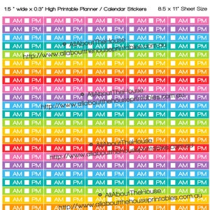 AM PM Daily Routine Planner Stickers Printable Medicine Vitamins Pills made for Erin Condren ECLP 1.5wx0.3H rainbow plum paper etc Ws007 image 1