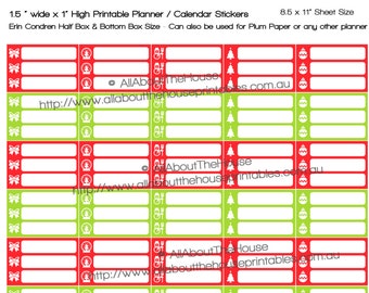 Christmas Planner Stickers Half Box printable list stickers Erin Condren Accessory ECLP Plum Paper Inkwell tree ribbon, snowman, baubleHB061