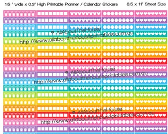 Daily Hydrate Stickers planner Printable made for Erin Condren ECLP  1.5"w x 0.3"H horizontal vertical plum paper Rainbow WS005