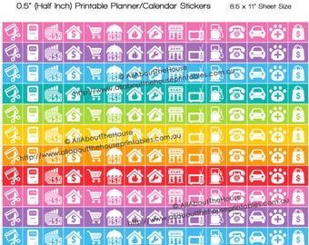 Money planner stickers icon bills payday mortgage student loan reminder Printable Rainbow Planner  made for Erin Condren any planner HIS074