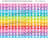 Rubbish Trash Can Reclining Bin Day Planner Stickers Printable Calendar Stickers 1/2" Square Rainbow bin day environment chores clean HIS048 Il_170x135