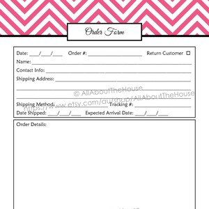 Order Form Custom Order Form Printable business planner organization etsy PDF Household Binder Chevron Planner editable Work at Home Online image 1