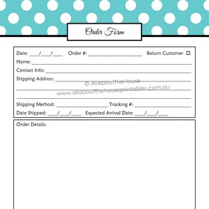 Order Form Custom Order Form Printable business planner organization etsy PDF Household Binder Dots Planner editable Work at Home Online image 1