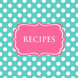Recipe Binder Printables Recipe Sheet polka dots Recipe Card Recipes to Try Template PDF Editable Binder Cover Spine blue aqua pink