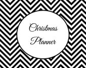 EDITABLE Christmas Planner Chevron BLACK Pdf INSTANT download Home Organisation Gift List To Do Checklist Calendar Party Planner guest list