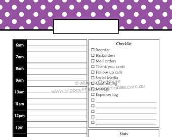 Direct sales Daily Planner Day Planner Printable day to a page half size letter polka dot PDF Editable Planner Agenda letter arc planner