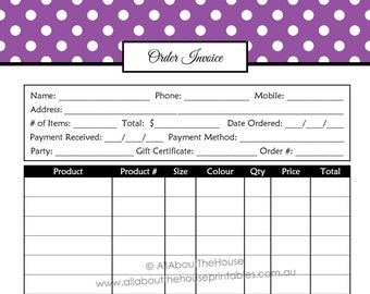 Direct Sales Order Invoice Form - Direct Sales Planner - Chevron - Business Planner Template ALL 7 COLOURS - Editable PDF - Instant Download