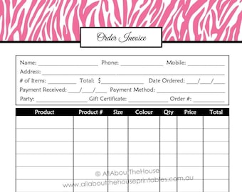 Direct Sales Order Invoice Form Direct Sales Planner Pink zebra Business Planner Template orders tracker Editable PDF - Instant Download