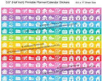 House Rent mortgage planner stickers icon bills due electricity water power  debt repayment Printable Planner  any planner HIS080